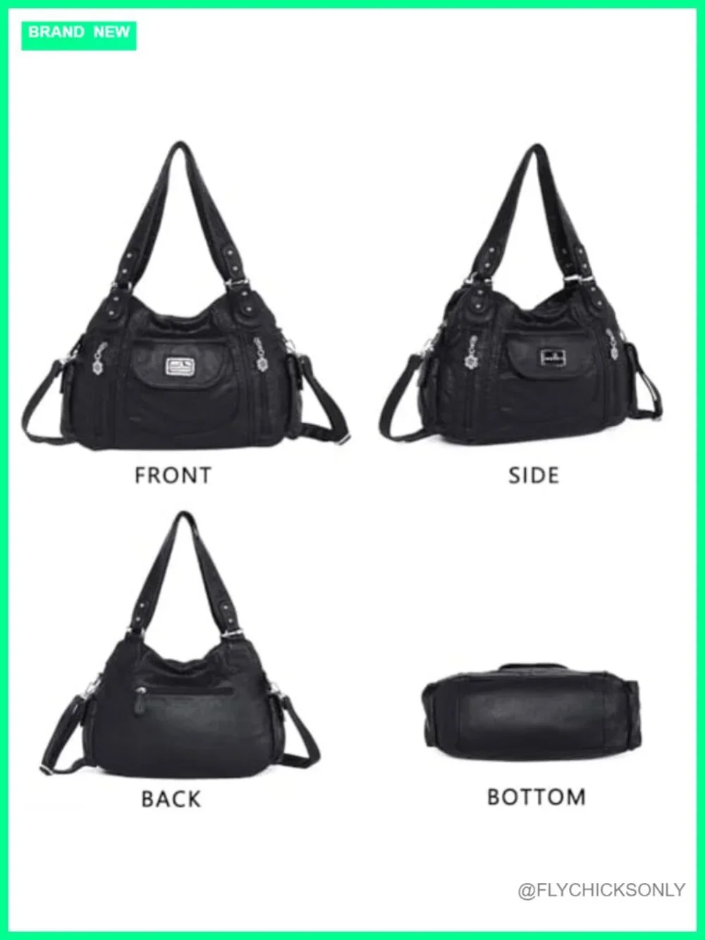 Large Hobo Tote Shoulder Bag Women Faux Leather Satchel Multipocket Purse